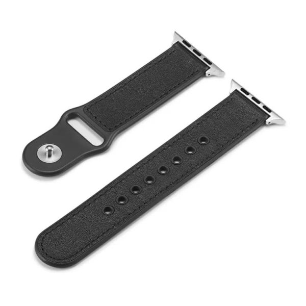Silver Nail Buckle Apple Watch Leather Band